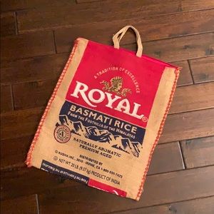 Royal Basmati Rice Burlap Zip Tote EUC! ⭐️⭐️⭐️